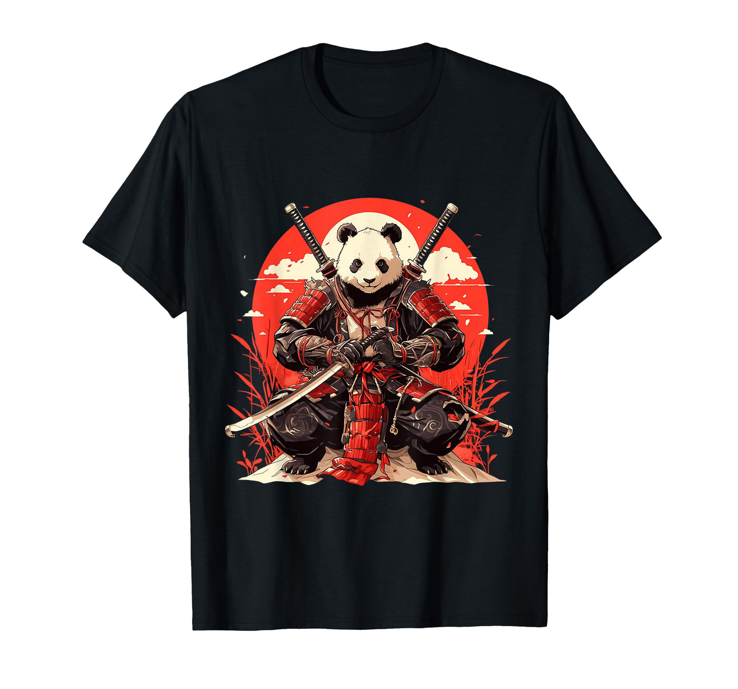 Japanese Art Panda Ninja Ukiyo-e Anime Style Samurai Panda T-Shirt