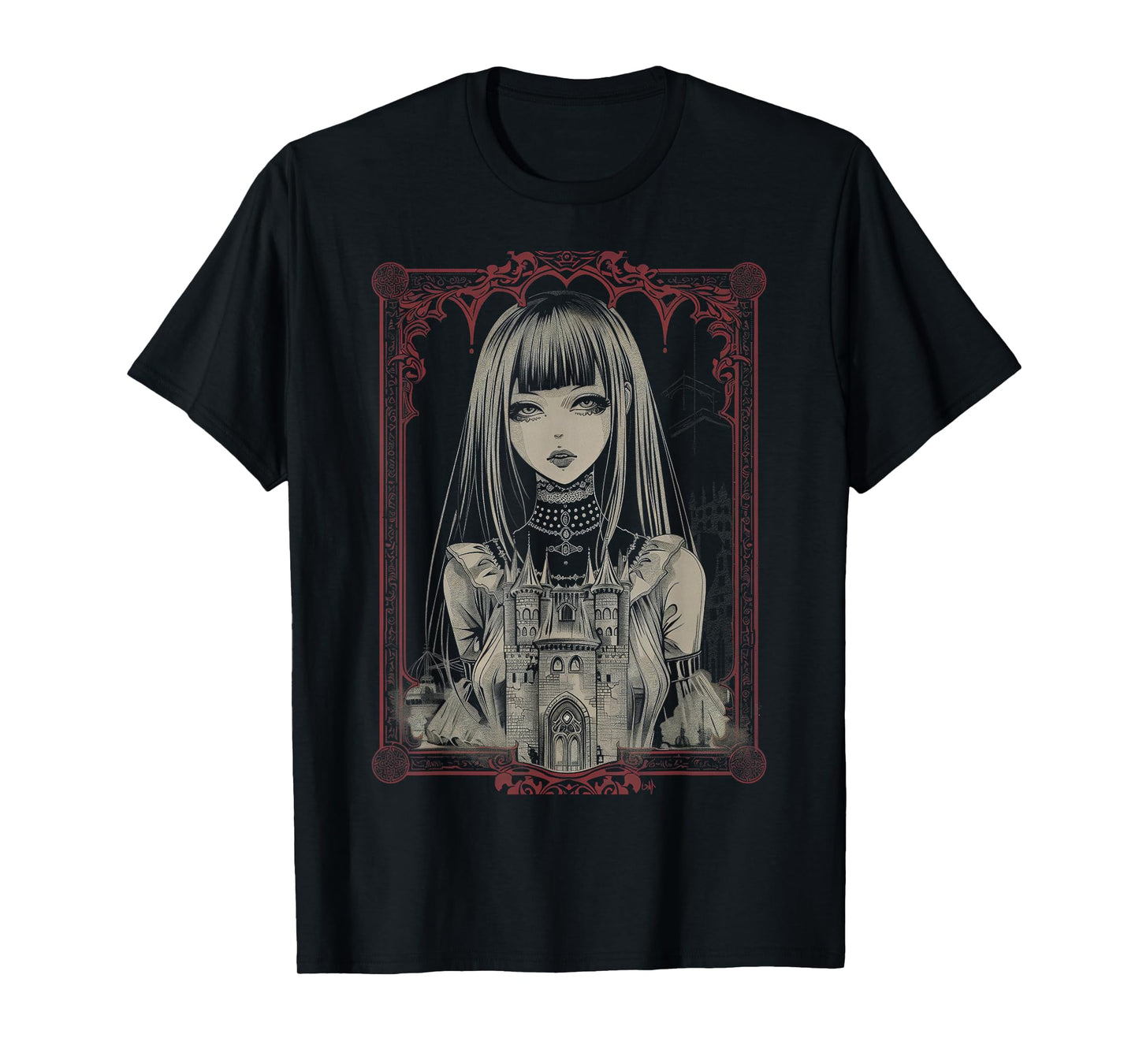 Anime Goth Japanese Line Gothic Vampire Fantasy Haunted T-Shirt