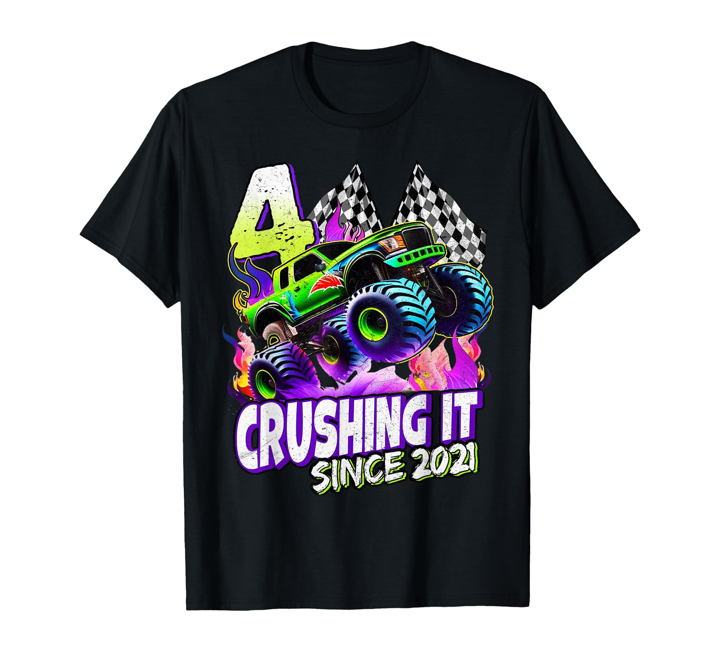Birthday Boys Monster Truck 4 Year Old 4th Birthday Party T-Shirt
