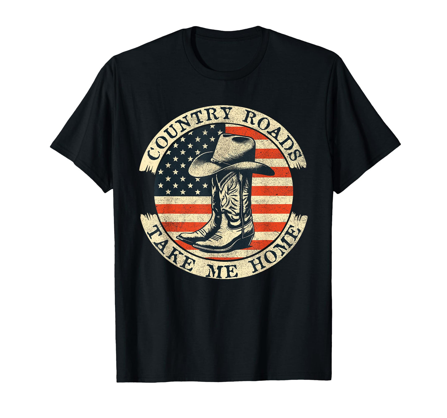 Country Roads Take Me Home Cowboy Western Virginia Retro T-Shirt