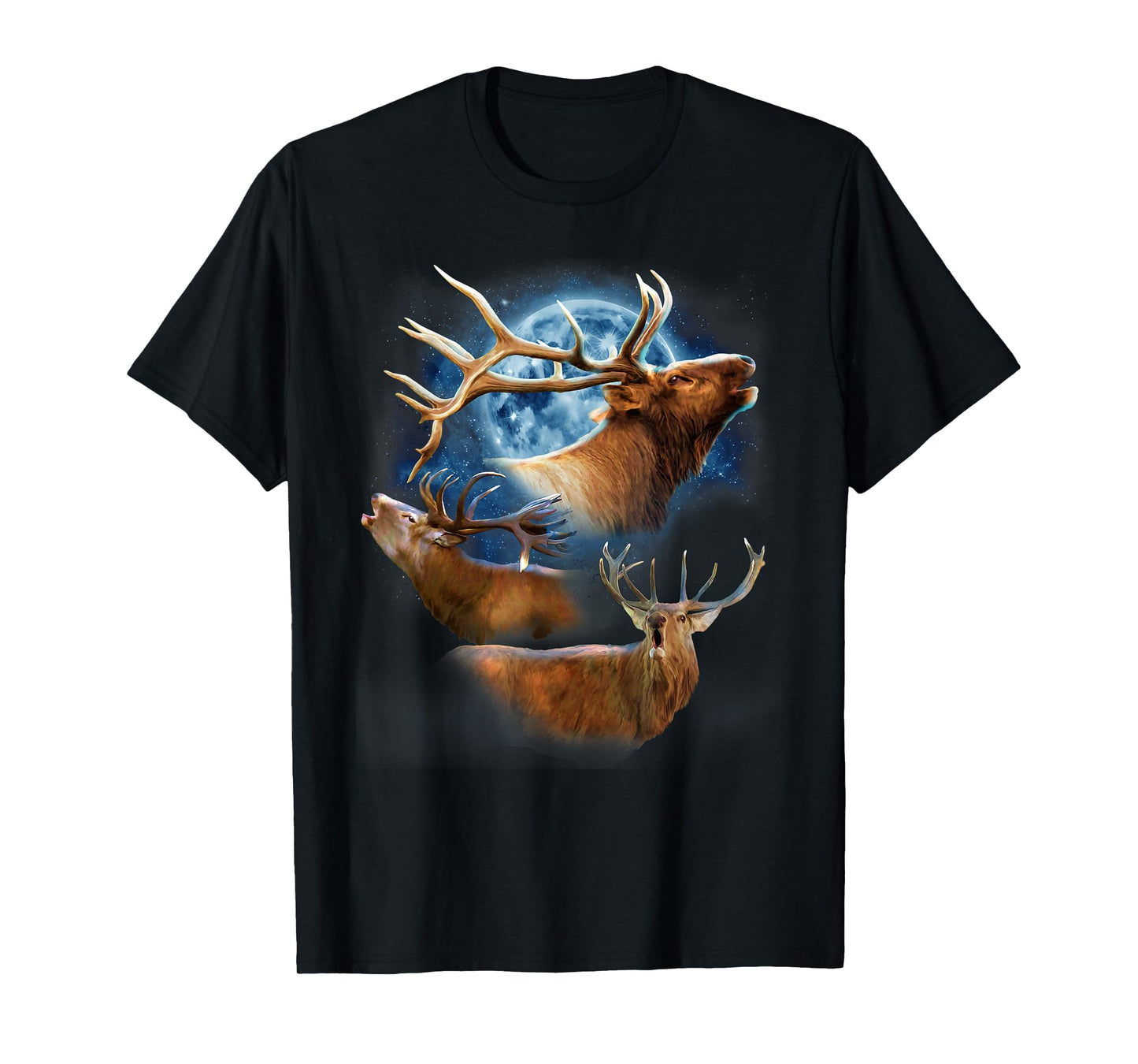 Funny Elk Hunting T-Shirt - Elk Howling at the Moon