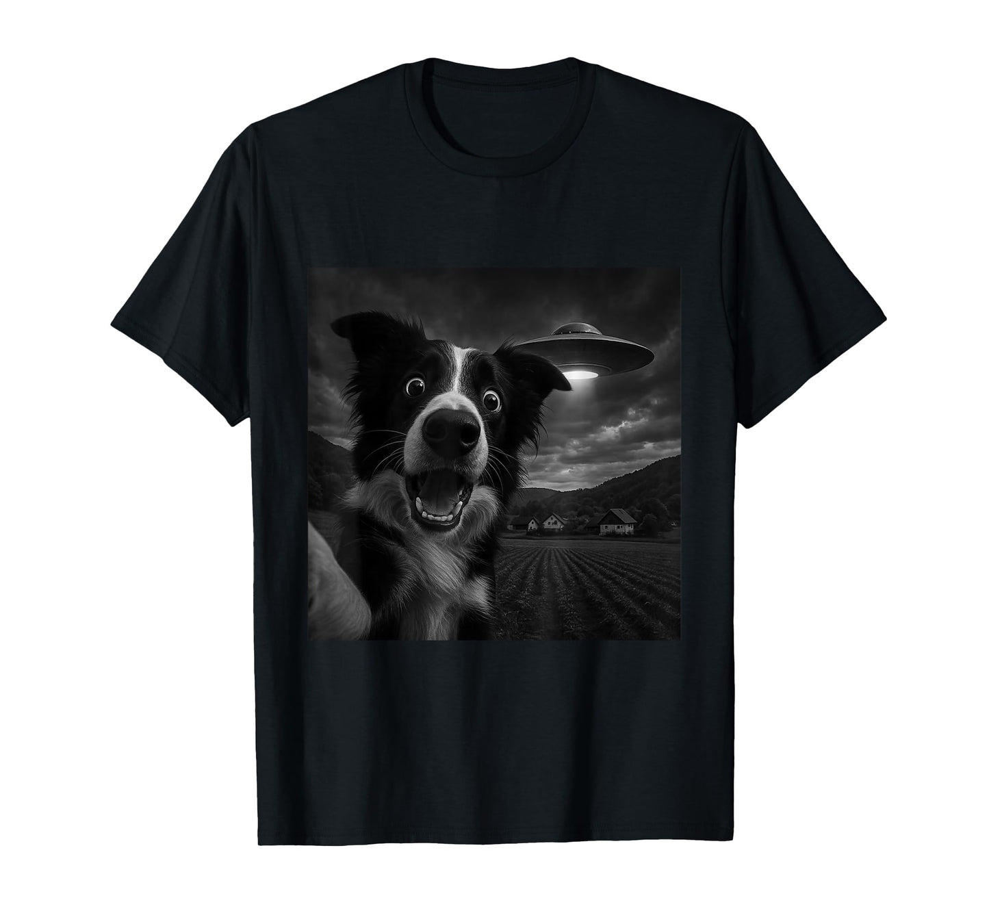 Border Collie UFO Encounters Selfie T-Shirt