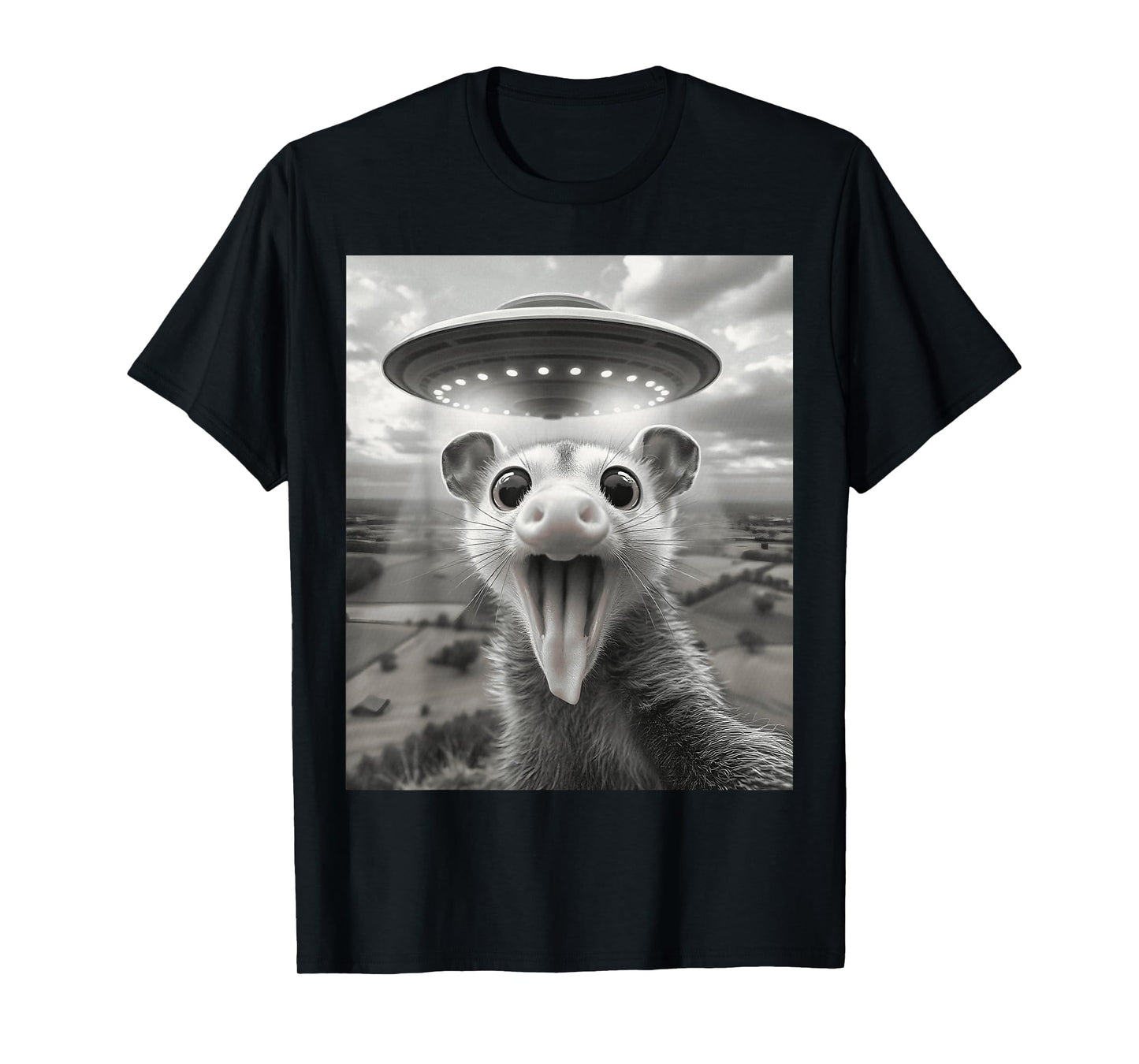 Opossum Selfie Alien UFO Possum T-Shirt