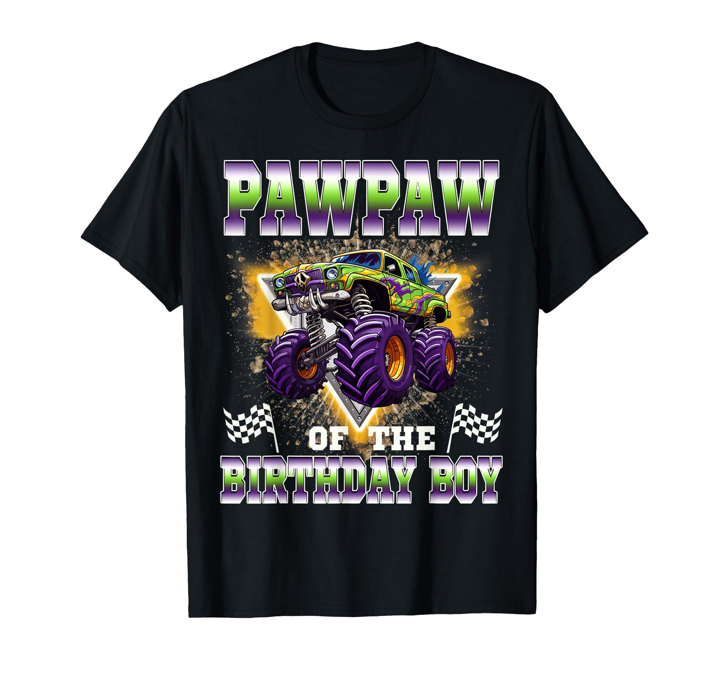 Pawpaw of The Birthday Boy Monster Truck Birthday Family T-Shirt