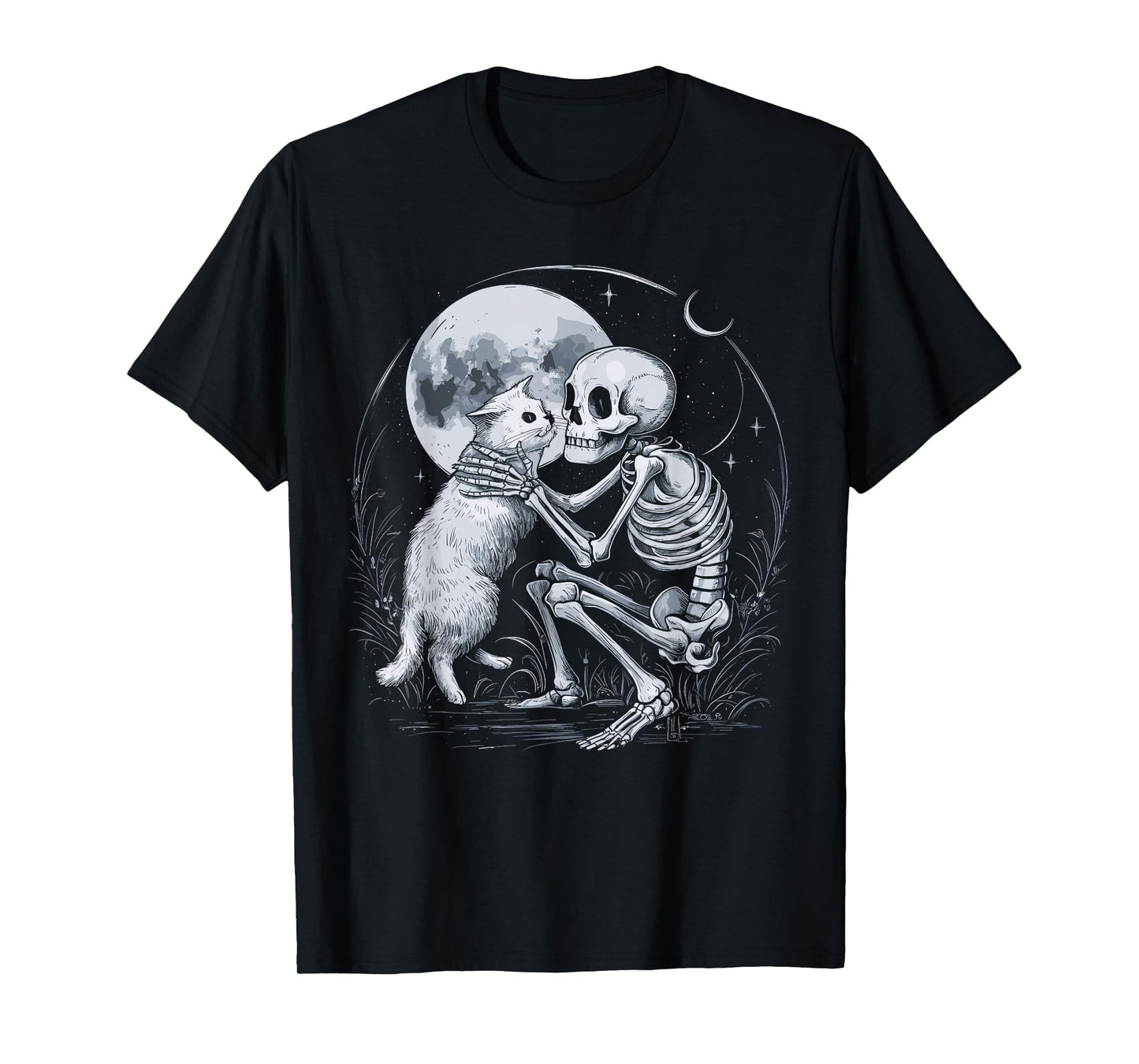 Skeleton Cat Skull Kitty Cute Goth Halloween Costume T-Shirt