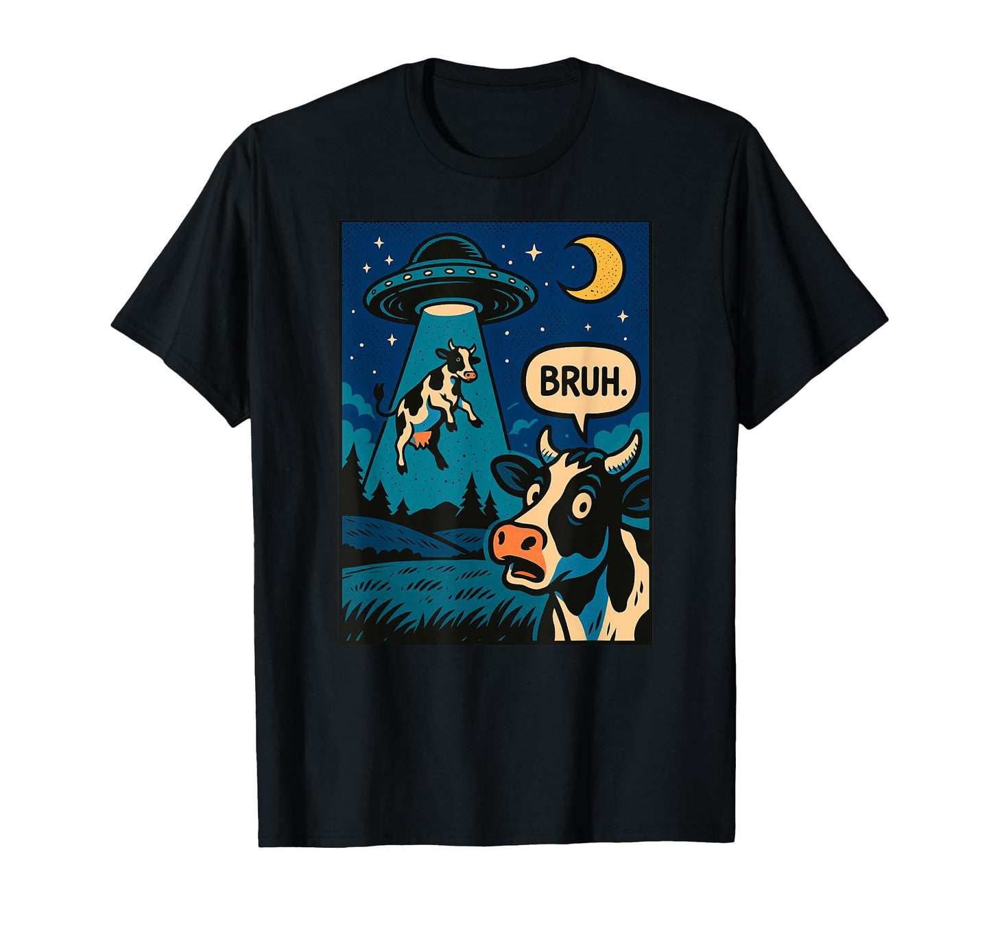 Funny Cow Meme UFO Alien Zoo Boys Girls Kids T-Shirt