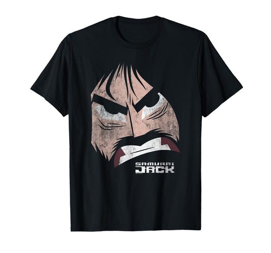 Samurai Jack Fierce Face Oversized Portrait Cartoon T-Shirt