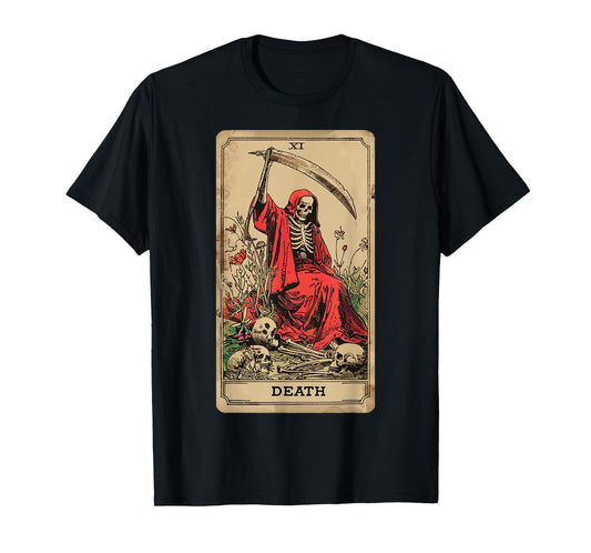 Vintage Tarot Card Death XIII Angel Skull Dead Reaper Grim T-Shirt