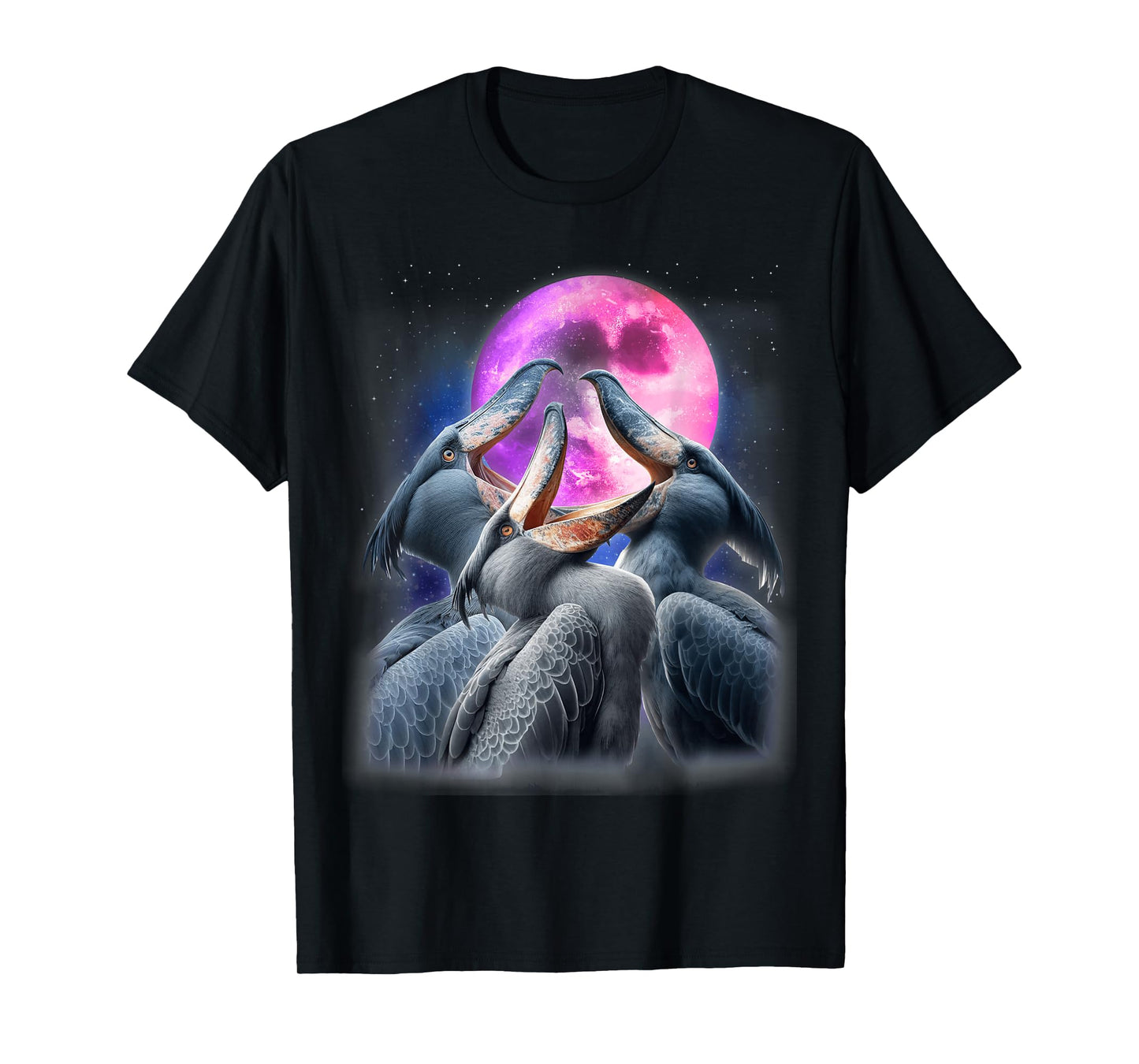 3 Shoebill Stork Howling At The Moon Funny Shoebill Bird T-Shirt