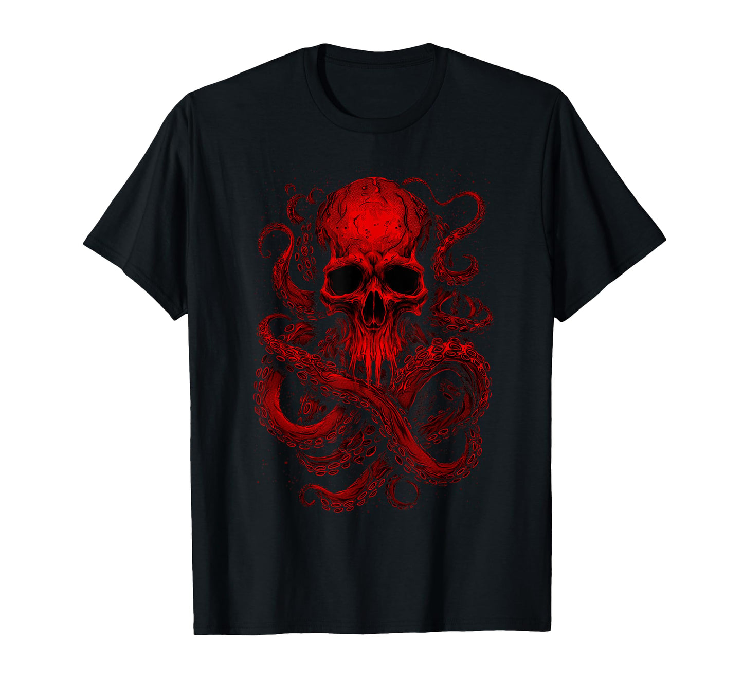 Octopus Skull Monster Red Krakens Cthulhus Cool for Men Boys T-Shirt