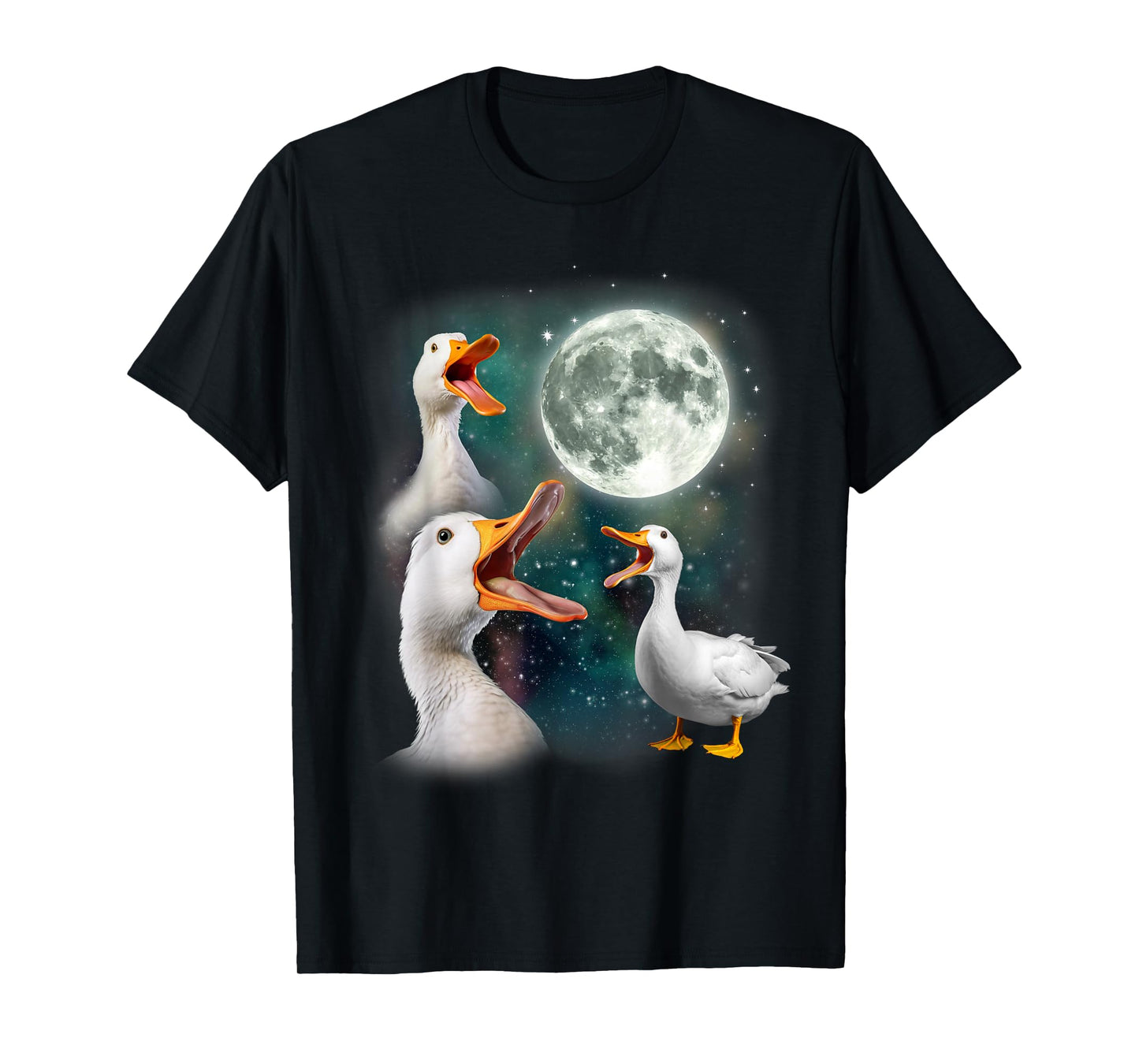 3 Ducks Howl At Moon | Funny Weird Cursed Pekin Duck Lover T-Shirt