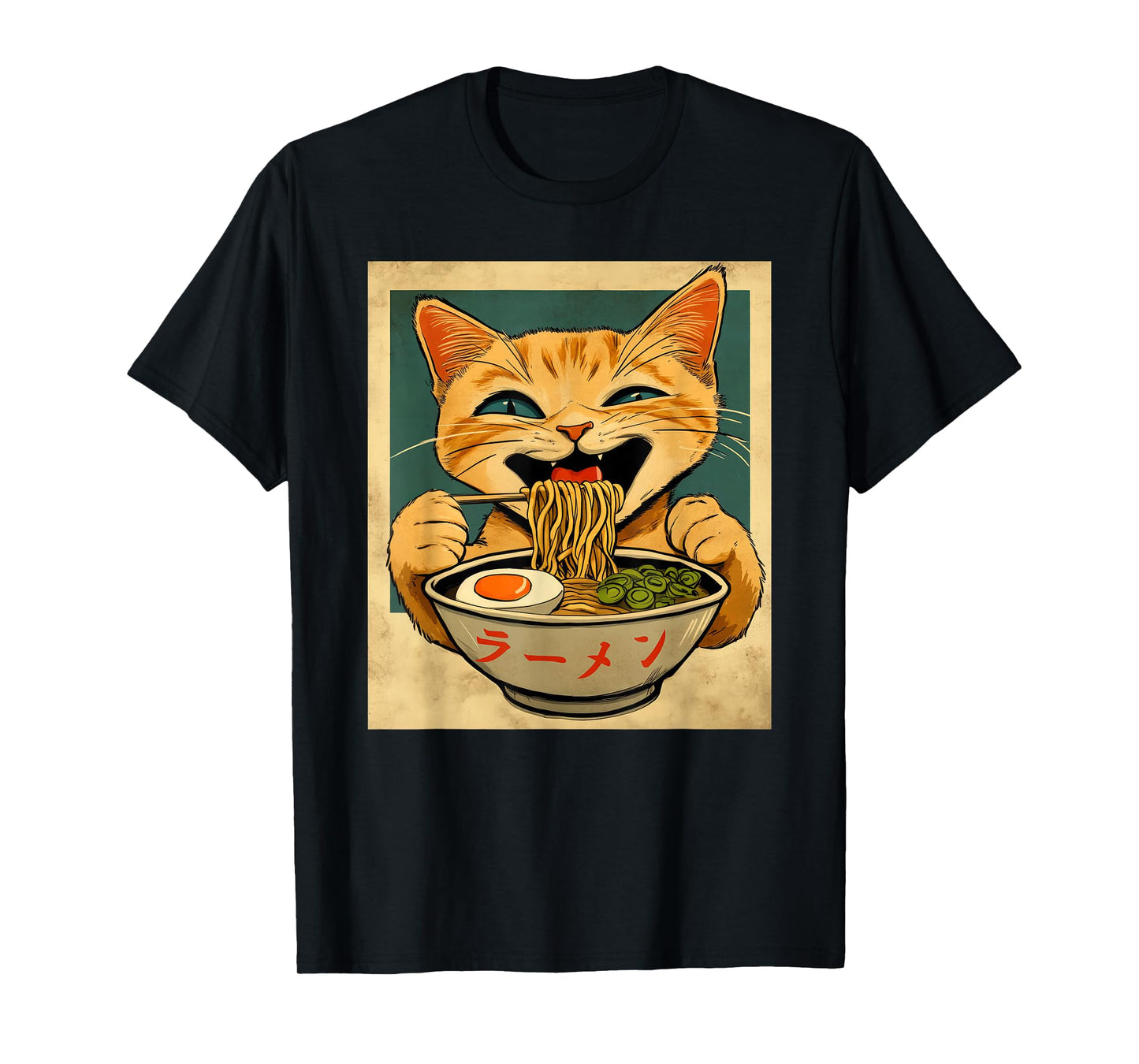 Funny Ginger Cat Ramen Japanese Kawaii Anime Cat Graphic T-Shirt