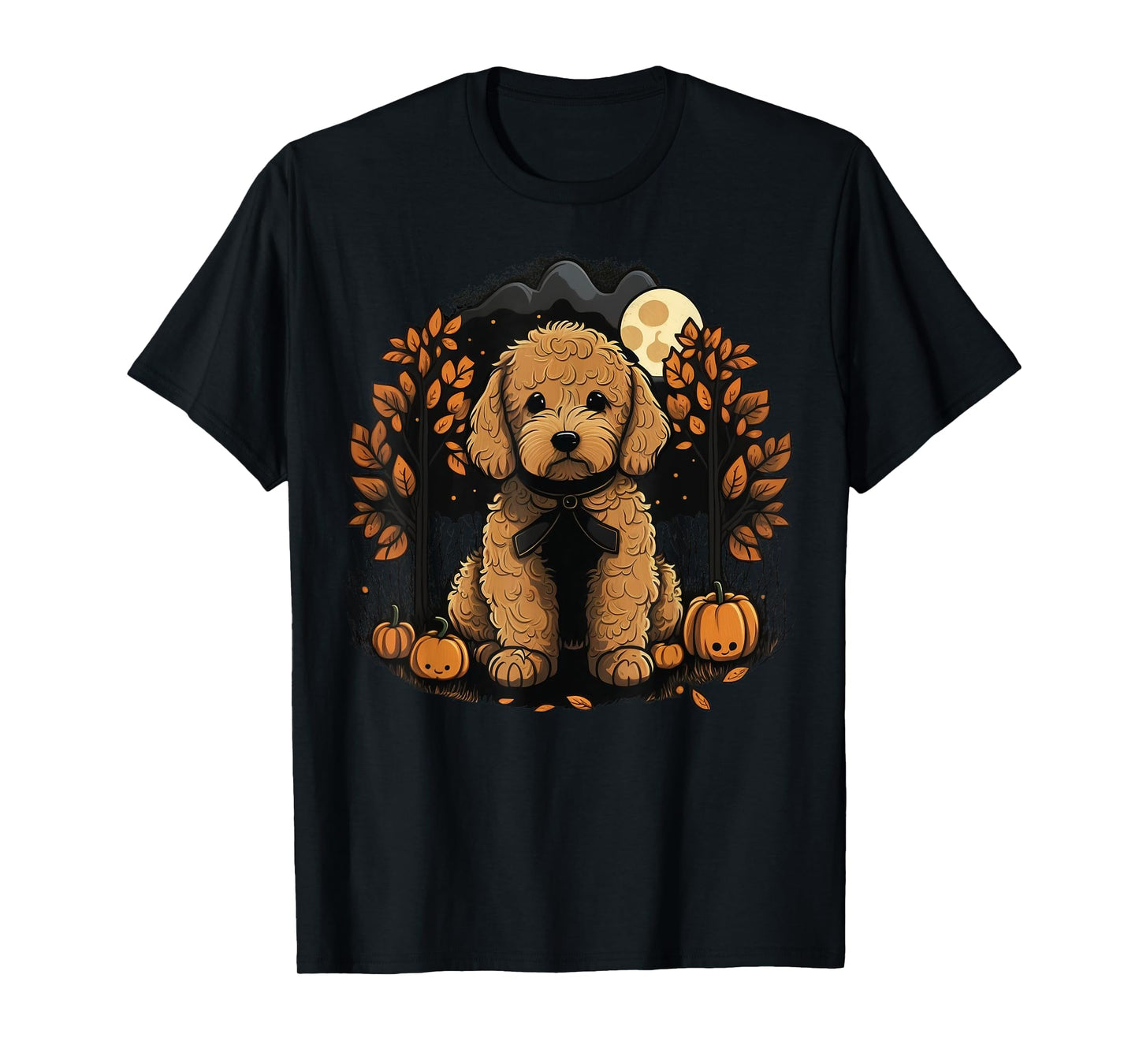 Pumpkin Golden Doodle costume on Goldendoodle Halloween T-Shirt