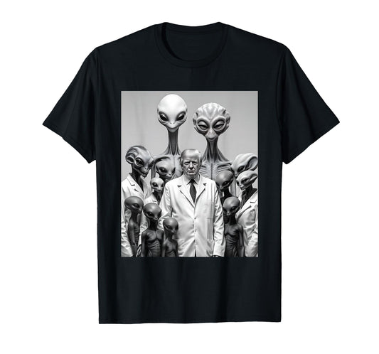 Funny Trump with Aliens Conspiracy Extraterrestrial Friend T-Shirt