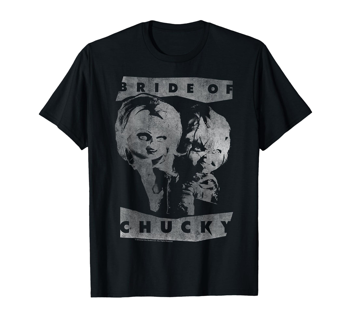 Child's Play Bride of Chucky Faded White Portrait T-Shirt