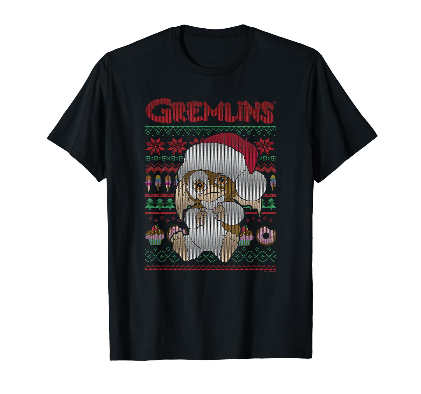 Gremlins Holiday Sweater Pattern Logo T-Shirt