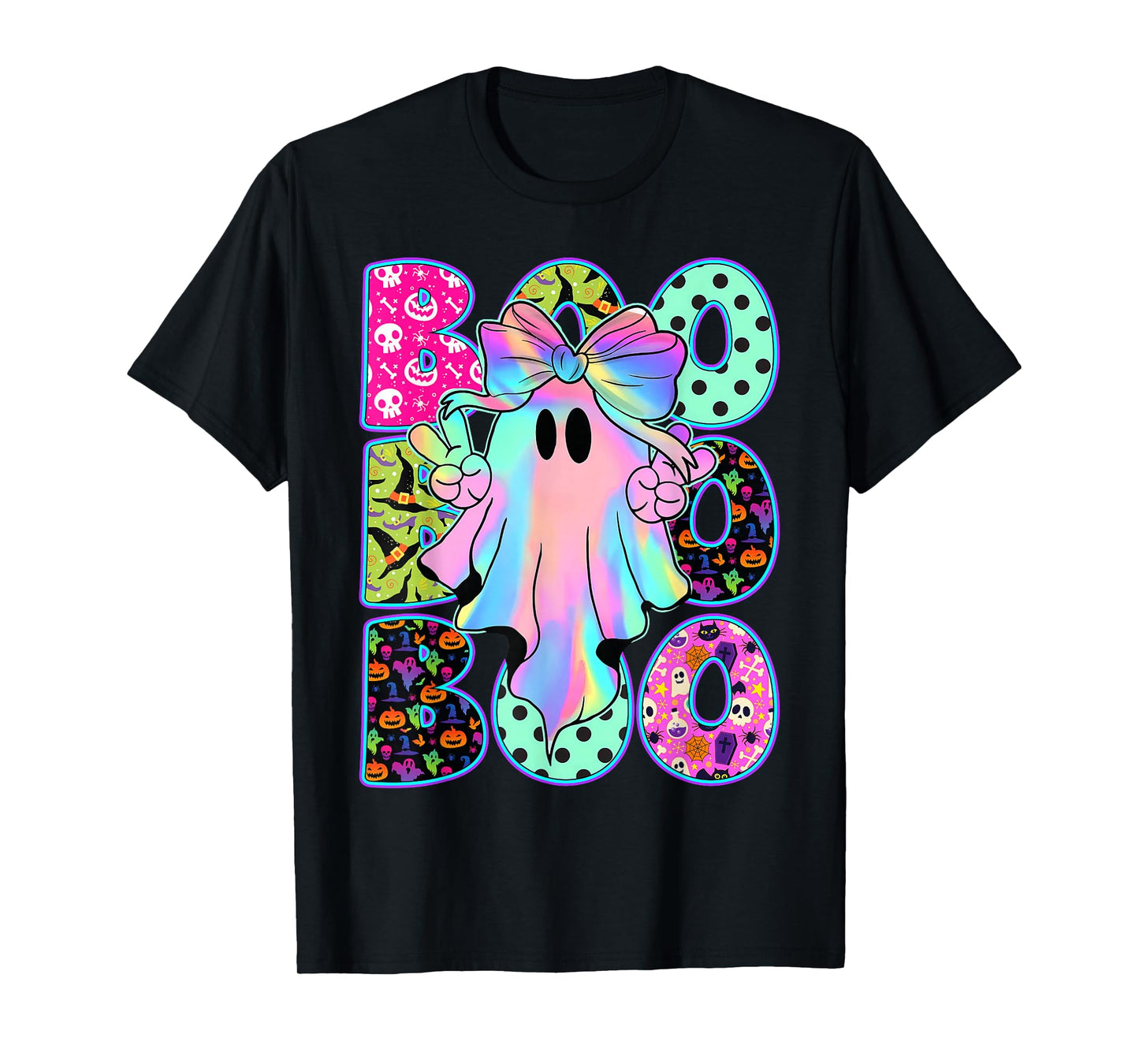 Funny Cute Boo Ghost Spooky Season Glow in Halloween Night T-Shirt