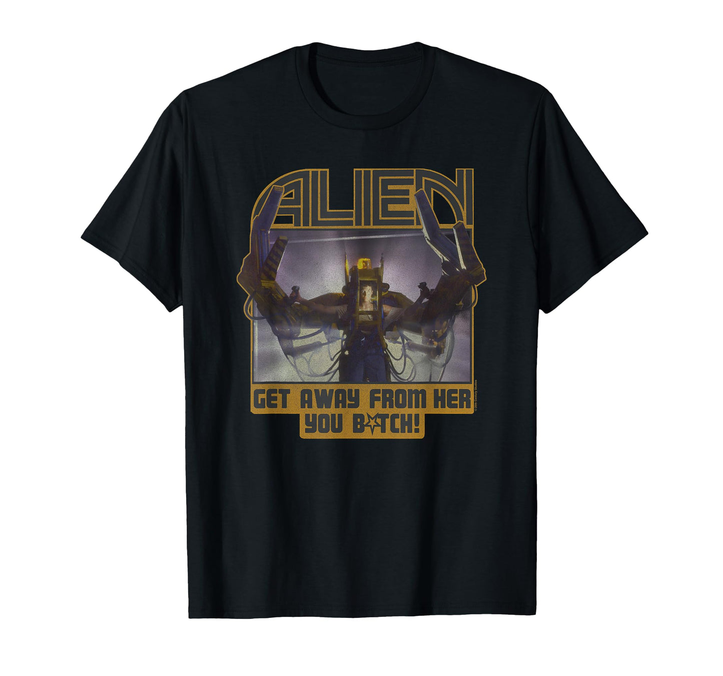 Aliens Get Away From Her You B-tch! Big Chest Retro Poster T-Shirt
