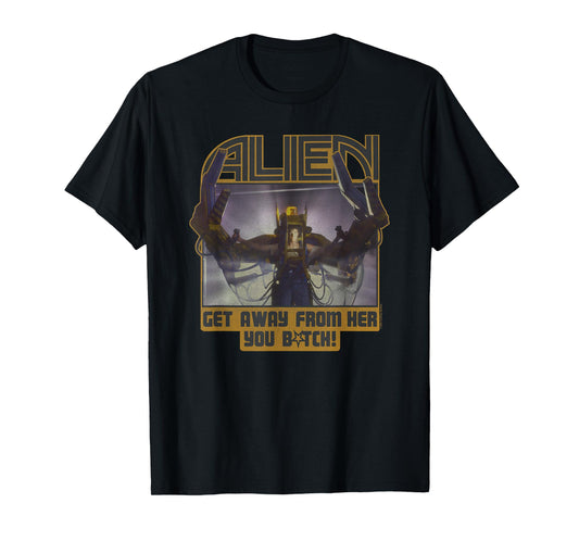 Aliens Get Away From Her You B-tch! Big Chest Retro Poster T-Shirt