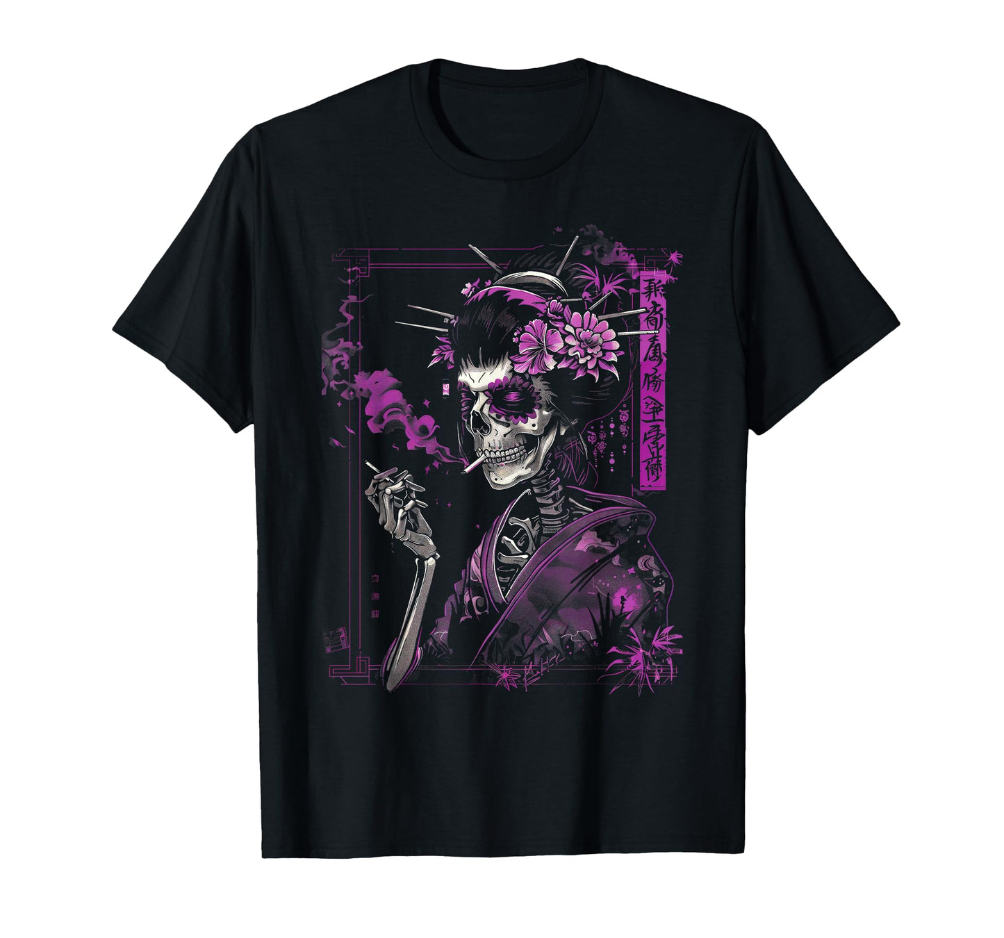 Anime Japanese Goth Cyberpunk City Skull Vintage Gothic T-Shirt