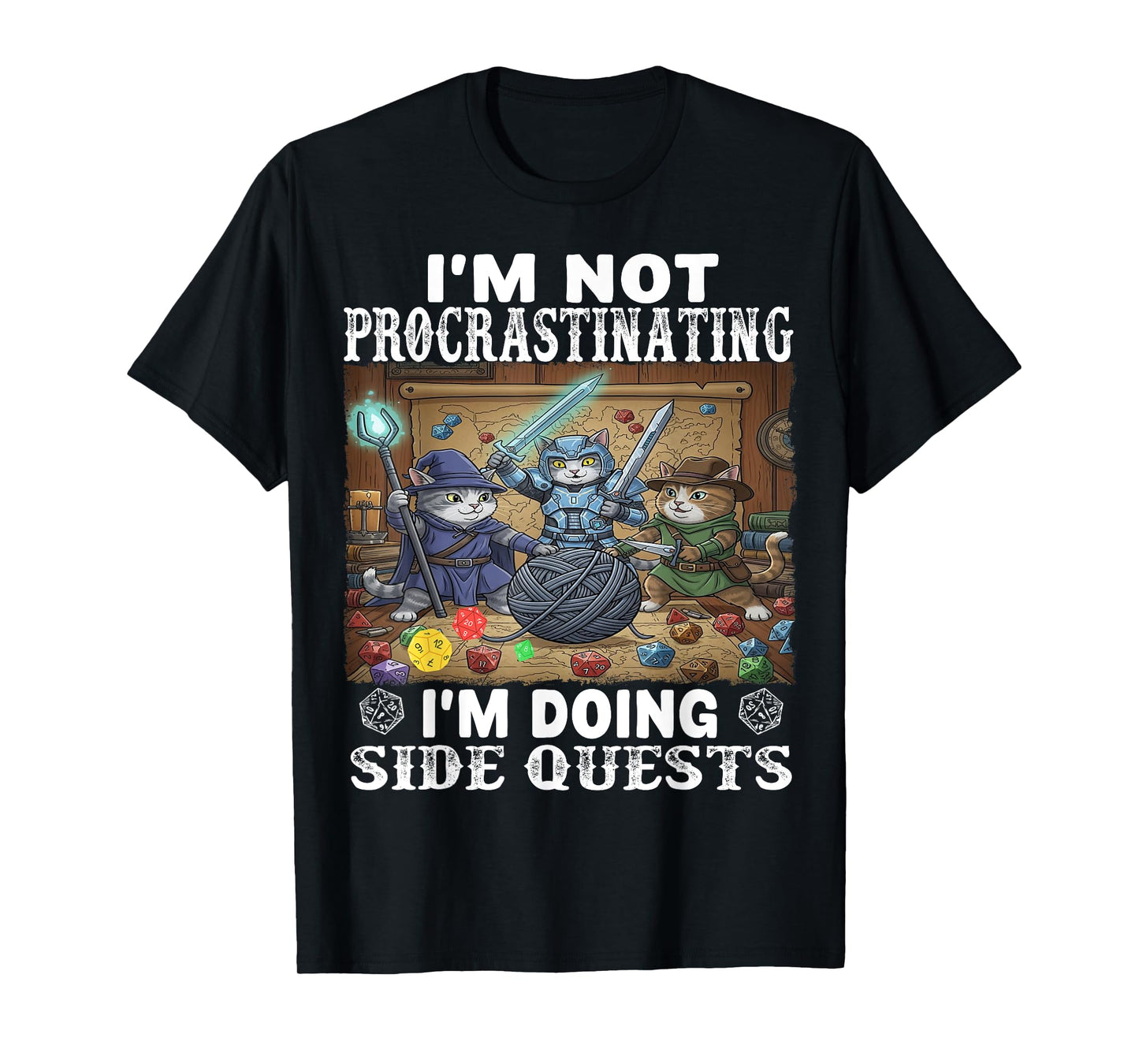 Cats I'm Not Procrastinating I'm Doing Side Quests Tabletop T-Shirt