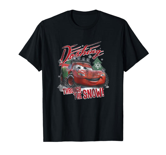 Disney Pixar Cars Christmas Dashing Through The Snow Faded T-Shirt