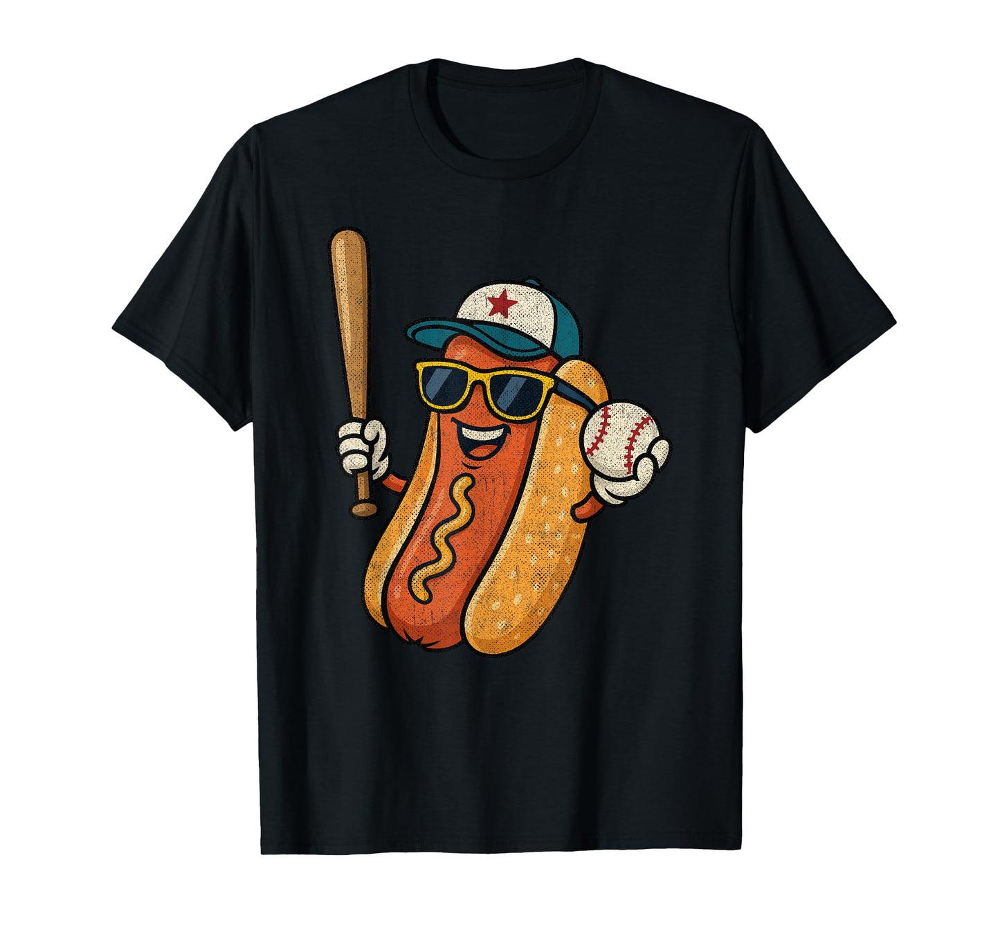 Retro Vintage Baseball Hot Dogs - Funny Baseball Hot Dog T-Shirt