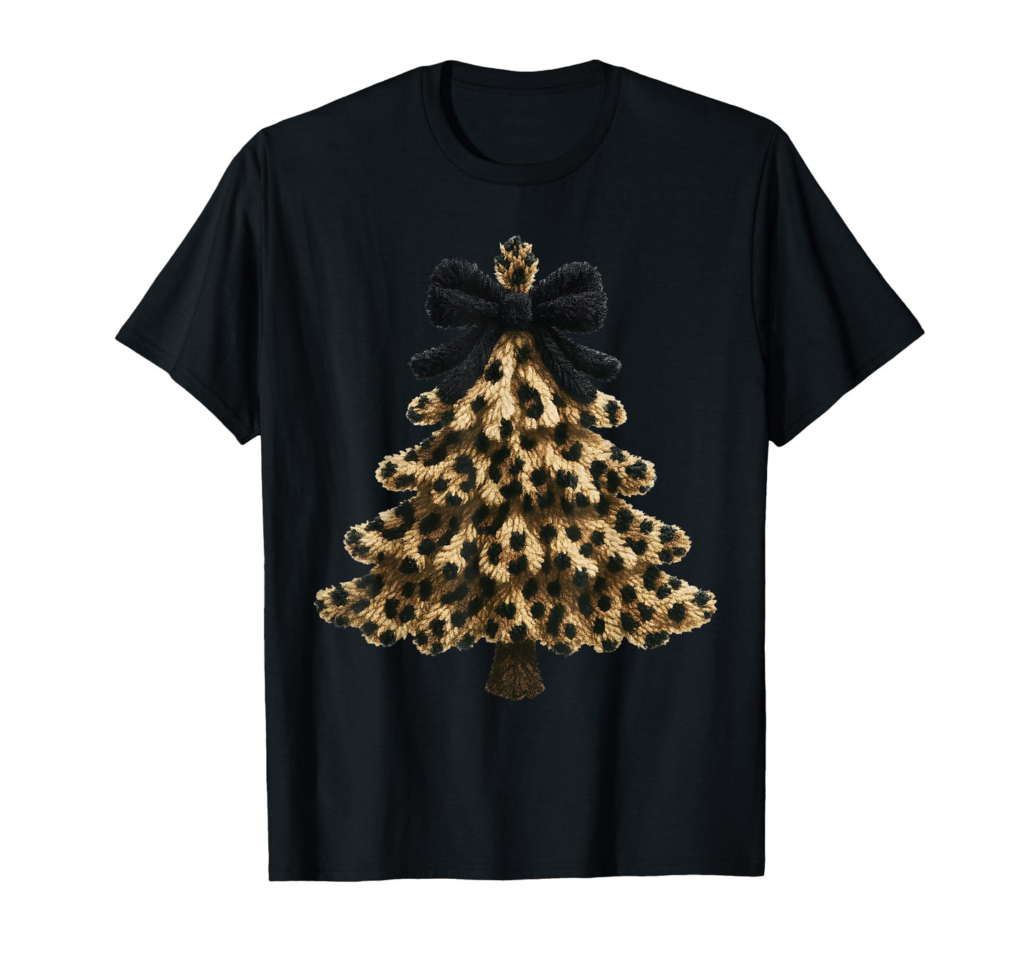 Women Coquette Bow Leopard Christmas Tree Xmas Holiday Kids T-Shirt