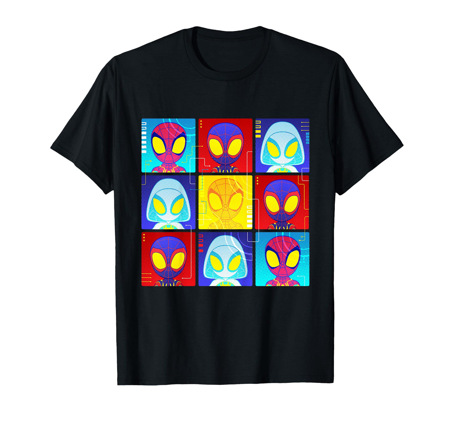Marvel Spidey and His Amazing Friends Web-Spinners Face Grid T-Shirt