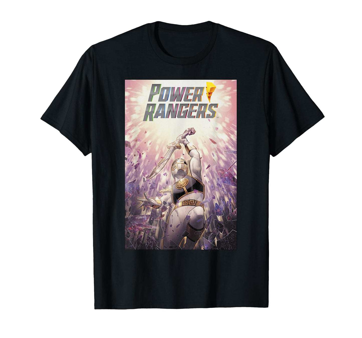 Power Rangers Mighty Morphing Group Battle Comic Poster T-Shirt