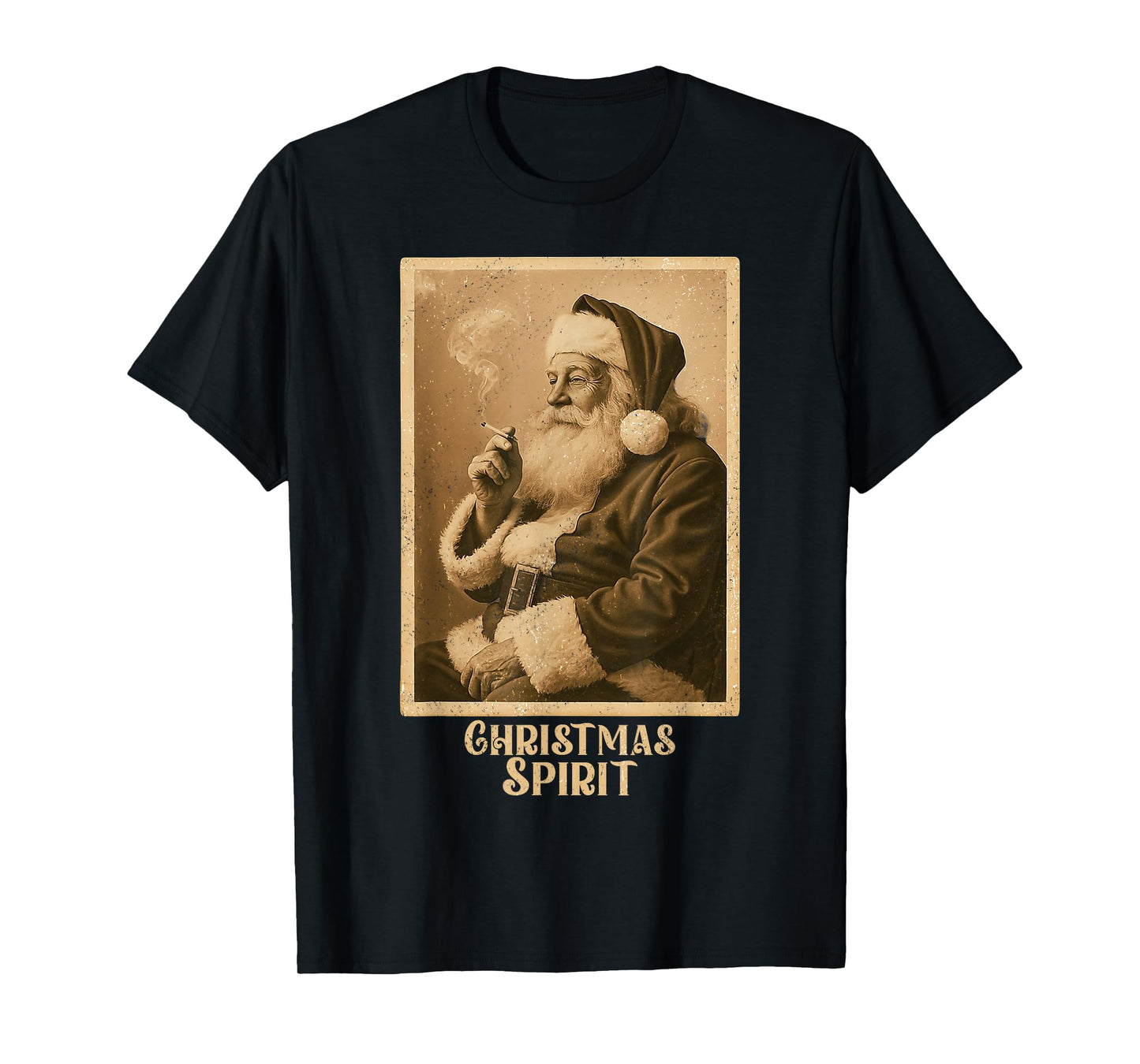 Vintage Funny Smoking Santa Claus Christmas Spirit Christmas T-Shirt