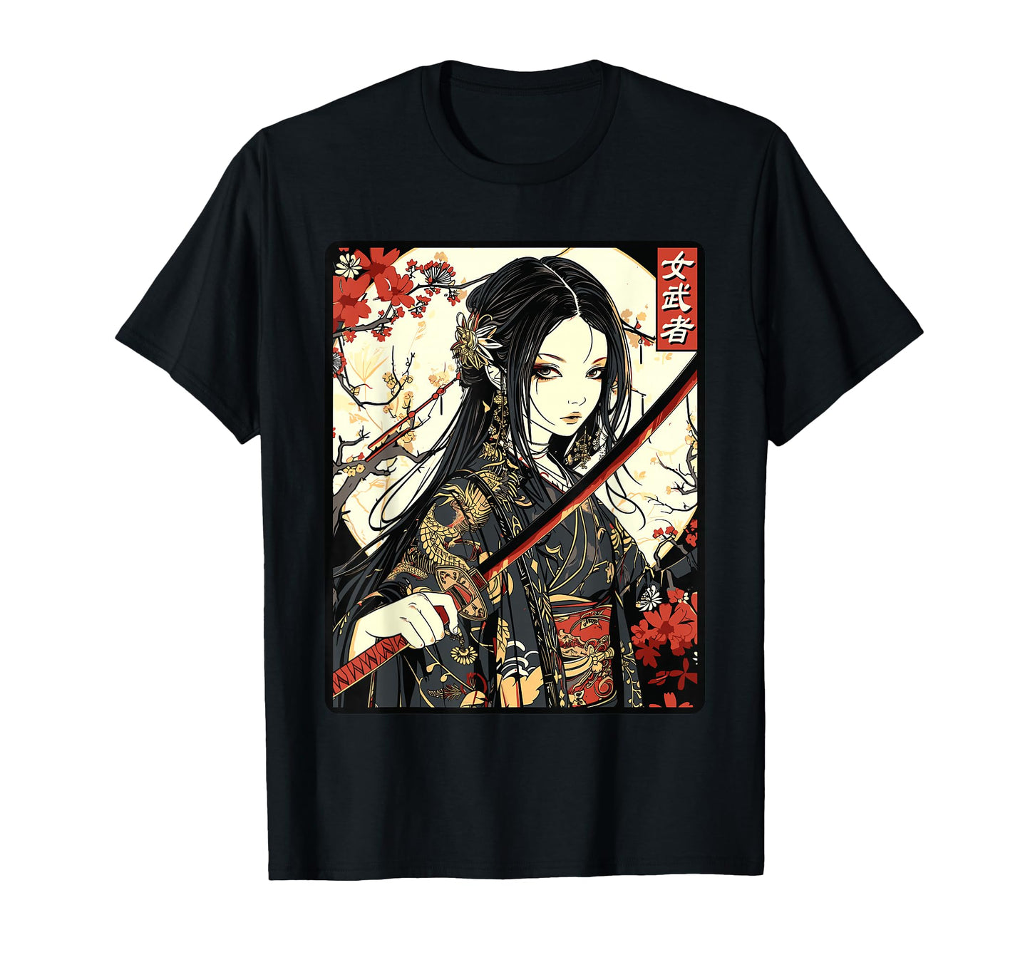 Japanese Gothic Samurai Art Woman With Katana Sword T-Shirt