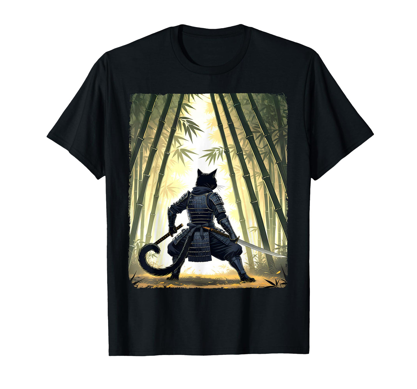 Samurai Cat Warrior Vintage Ukiyo-e Art Japanese Graphic T-Shirt