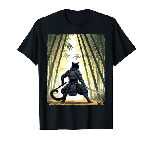 Samurai Cat Warrior Vintage Ukiyo-e Art Japanese Graphic T-Shirt