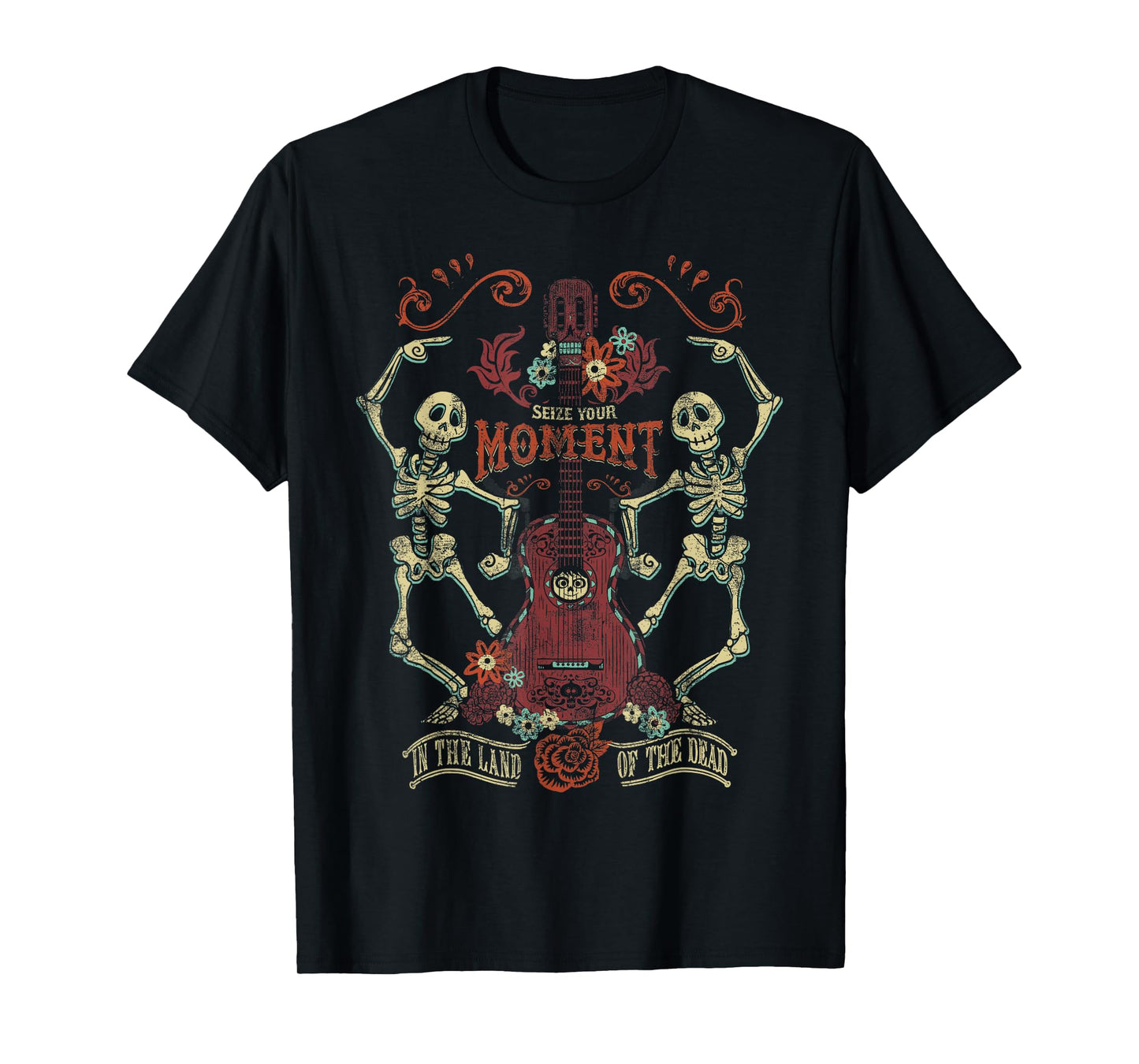 Disney Pixar Coco Seize Your Moment Skeletons & Guitar Logo T-Shirt