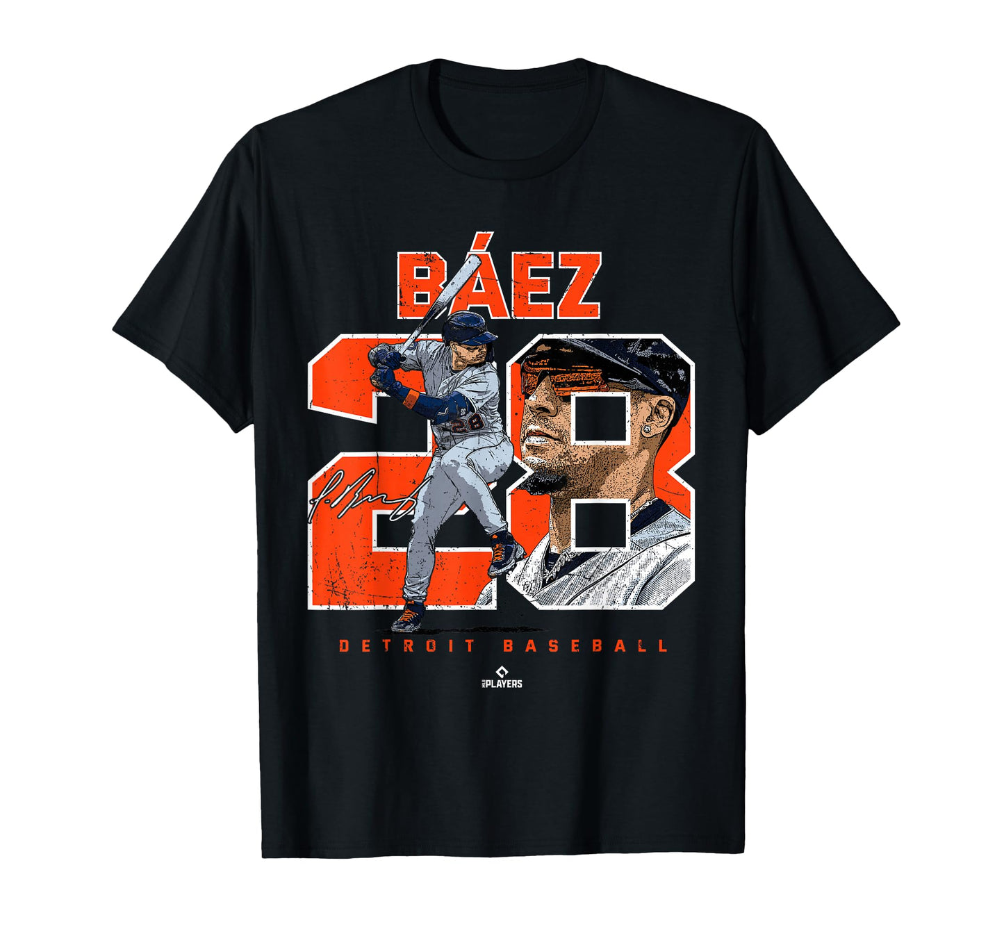 Number and Portrait Javier Baez Detroit MLBPA T-Shirt