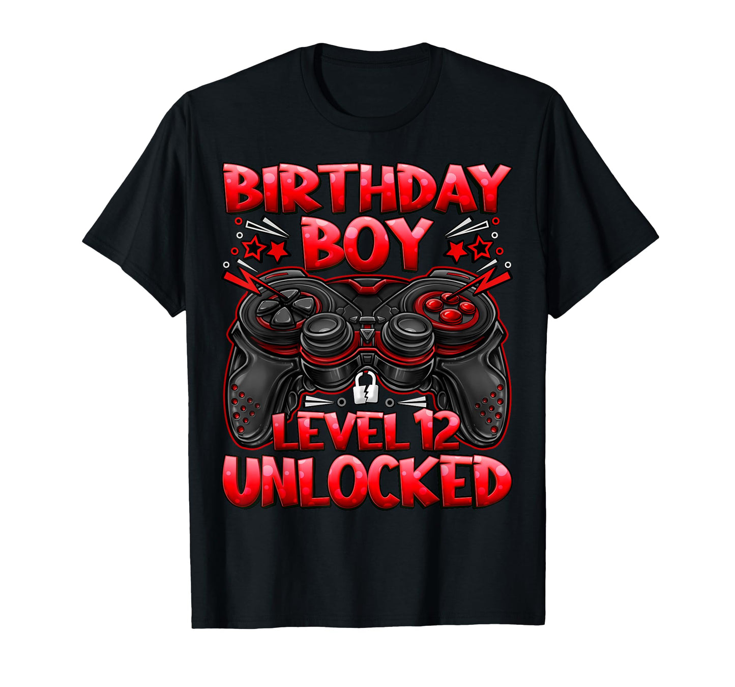 Birthday Boy Level 12 Unlocked 12th Birthday Gaming Gifts T-Shirt