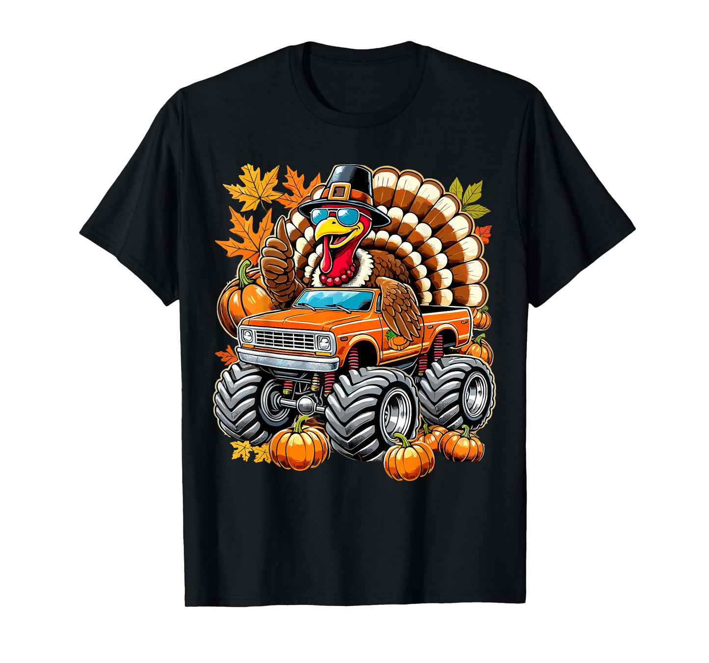Thanksgiving Turkey Riding Monster Truck T-Shirt