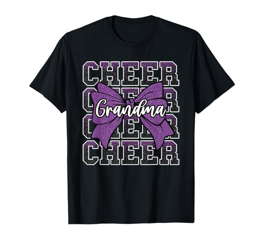 Cheer Grandma Bow Sport Cheerleader Cheerleading Purple T-Shirt