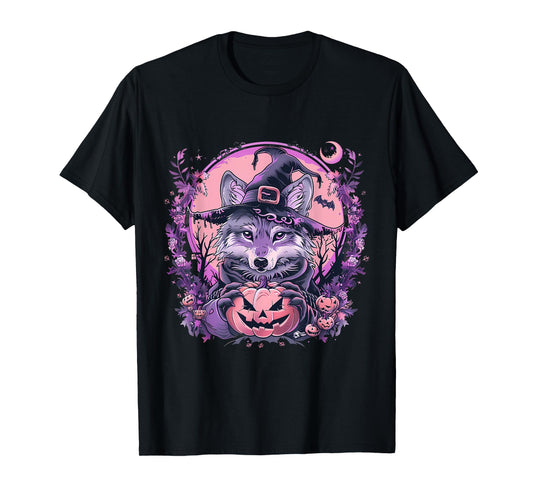 Fox Halloween Costume Pumpkin Bats Witchcraft Trick Or Treat T-Shirt