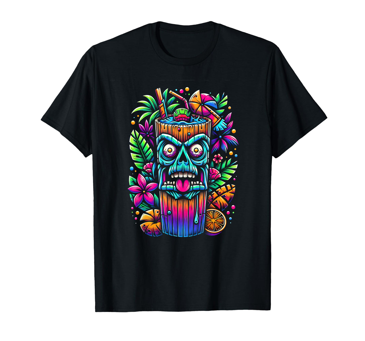 Zombie Tiki Glass Tropical Horror Fan Fun Summer Vacation Men Women T-Shirt