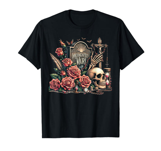 Memento Mori Catholic Crucifix Traditional Latin Mass Skull T-Shirt