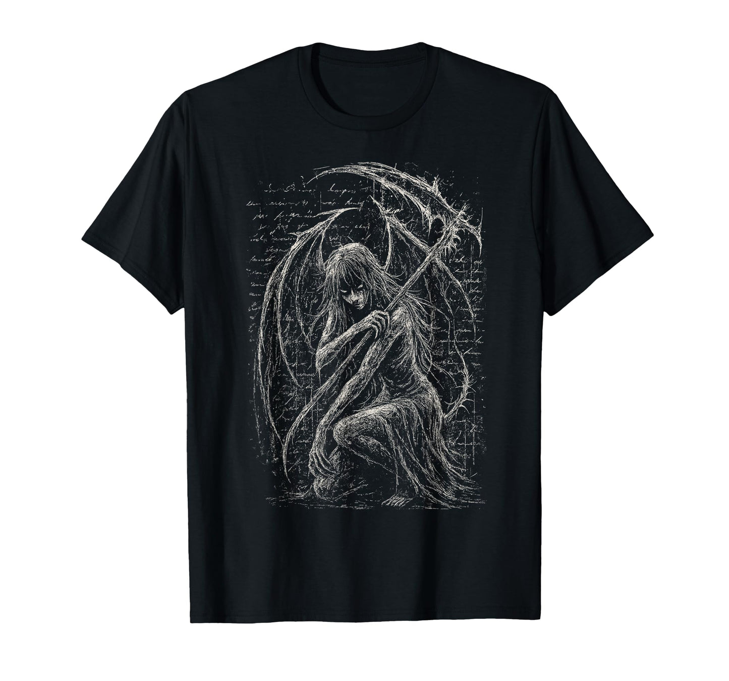 Goth Demon Angel Dark Fallen Scythe Horror Hell Aesthetic T-Shirt
