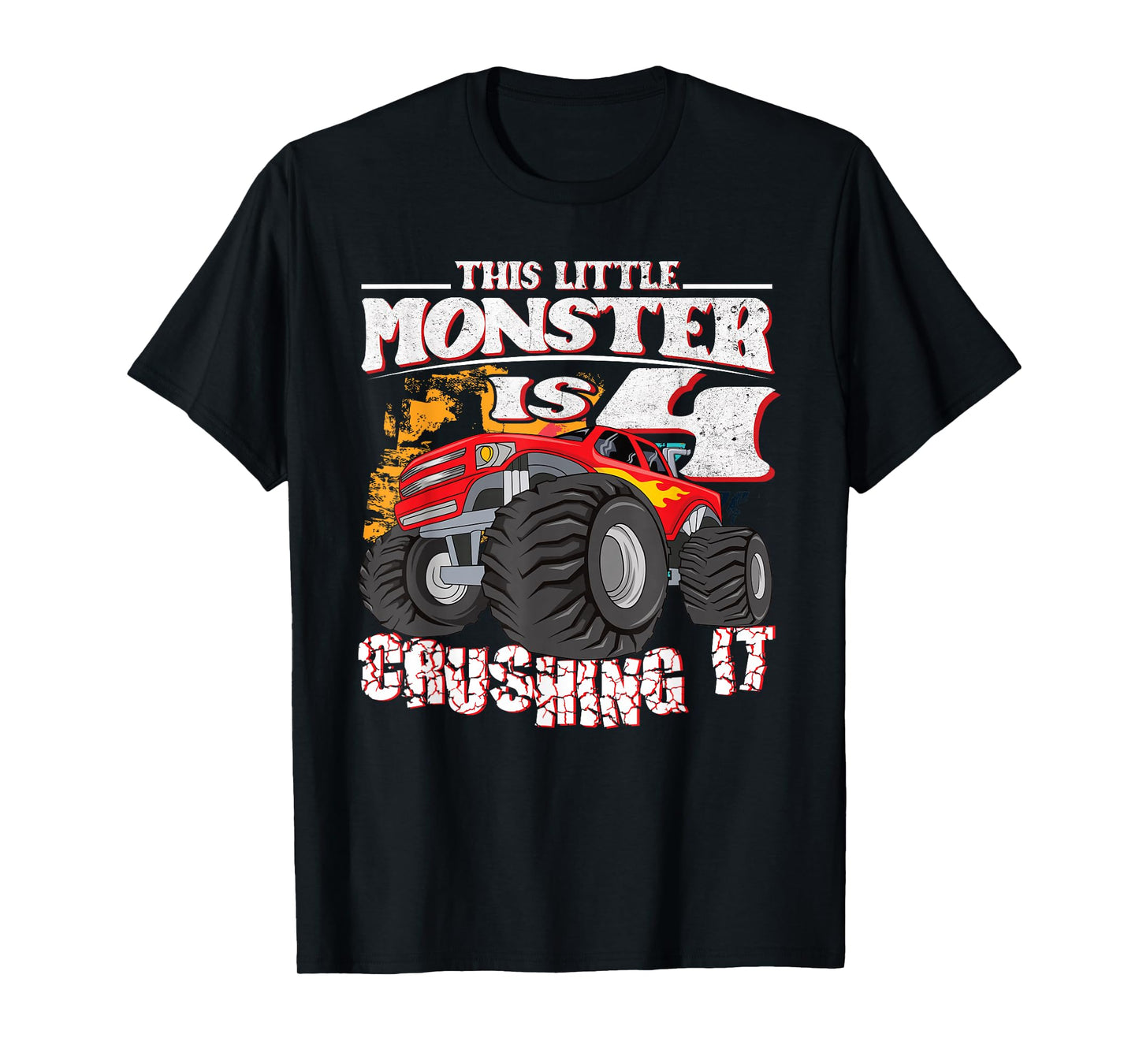 4th Birthday Kids This Little Monster Truck T-Shirt