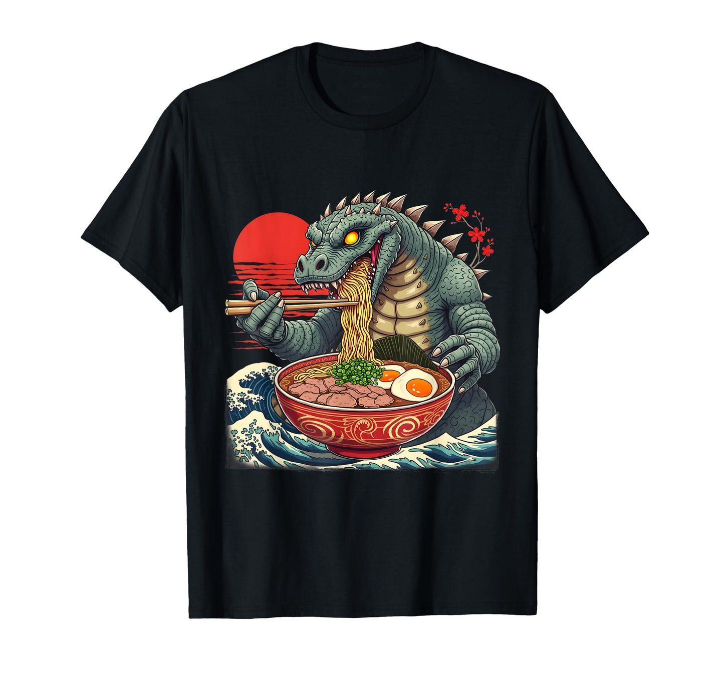Kaiju Noodles Japanese Ramen Art Design T-Shirt