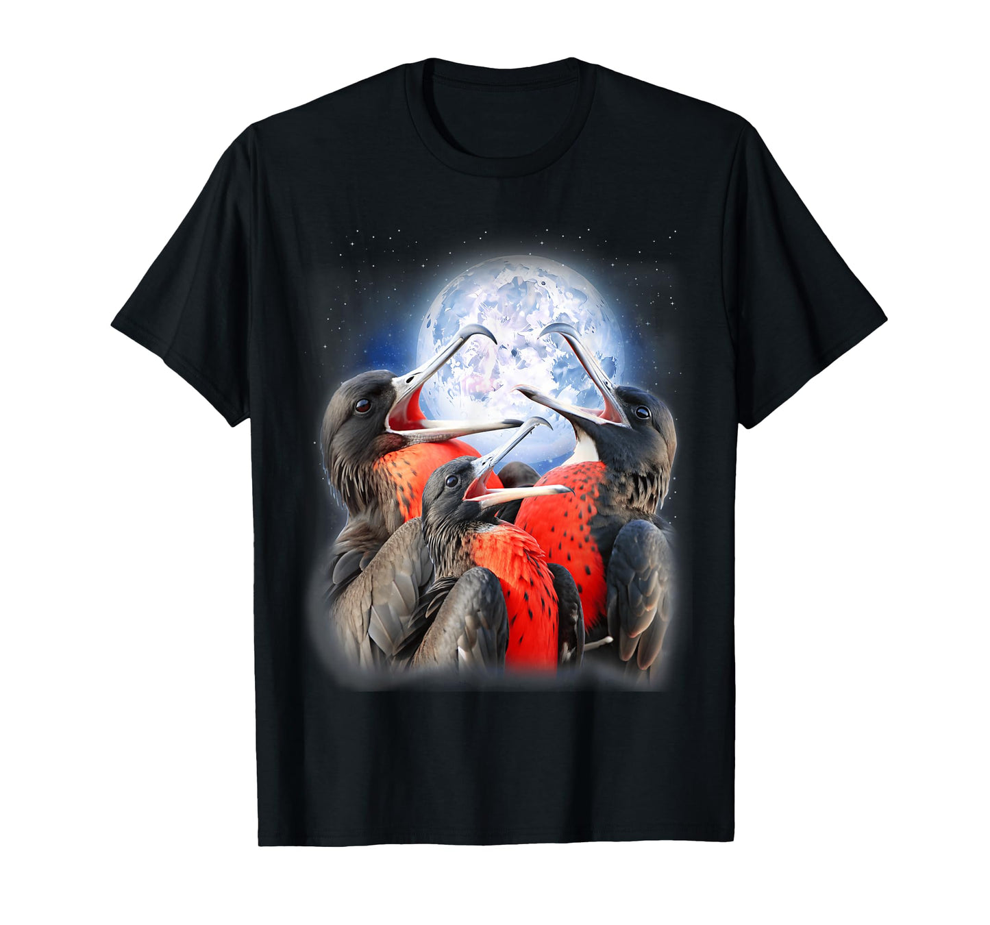 3 Frigate Birds Howling At The Moon Funny Bird Lover Birder T-Shirt