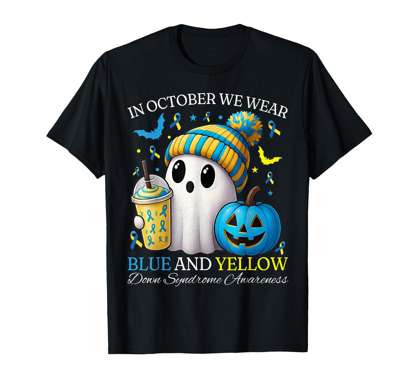 in October We Wear Yellow and Blue Down Syndrome Awareness T-Shirt