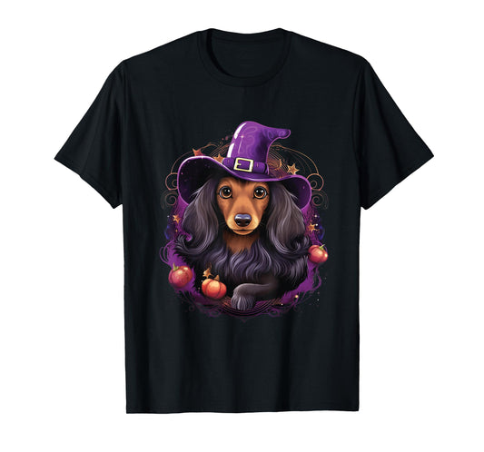 Cute Witch Funny Dachshund Halloween Costume Dog Lover T-Shirt for Men Women Kids
