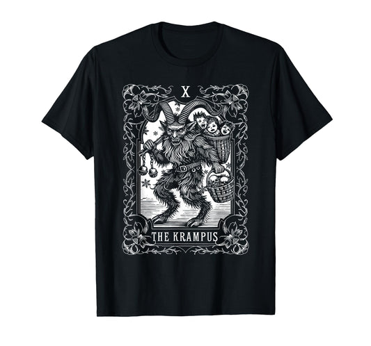 Funny Vintage The Krampus Tarot Card Gothic Merry Christmas T-Shirt