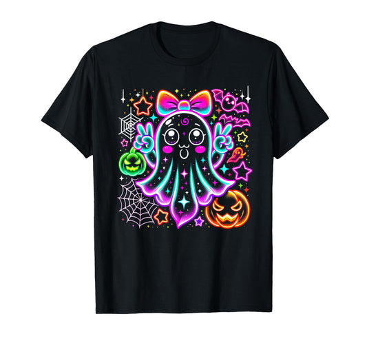 Cute Ghost Halloween Spooky Season Pumpkin T-Shirt